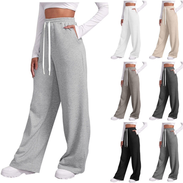 Damen nan lässige Loungehose mit geradem Bein extra langem Tunnelzug und tiefem Schritt Drune