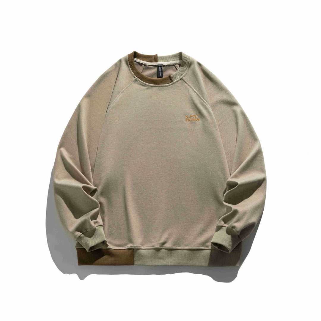 Herren Komfortabler Baumwoll-Sweatshirt mit Kontrastbündchen und Sticklogo Drune