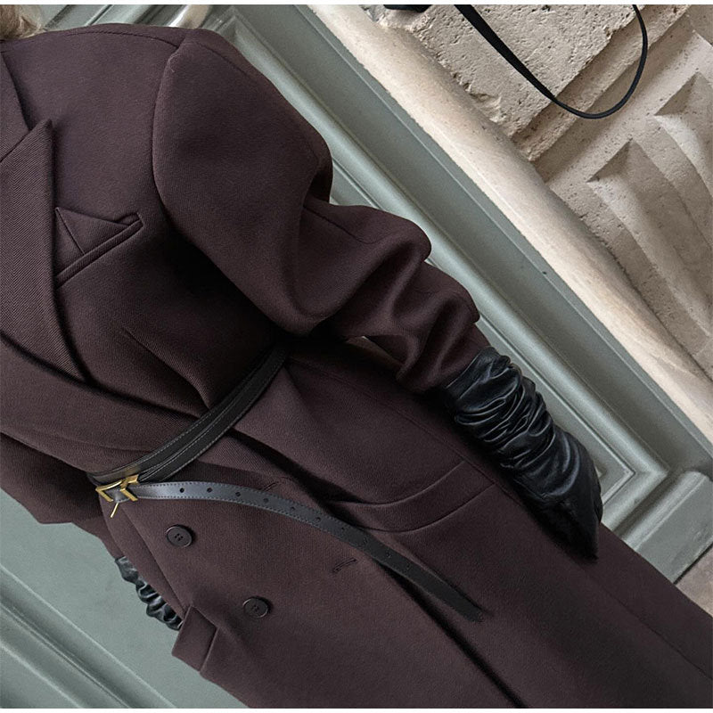 Damen Oversized Doppelreiher Blazer Drune