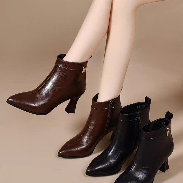 Damen Elegante Stiefeletten mit hohem Absatz und Reißverschluss Drune