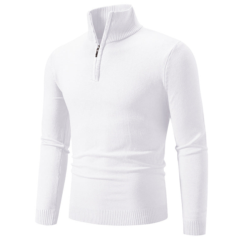 Herren nan Feinstrick-Halbzip-Pullover mit Rippen-Stehkragen und schmaler Passform Drune
