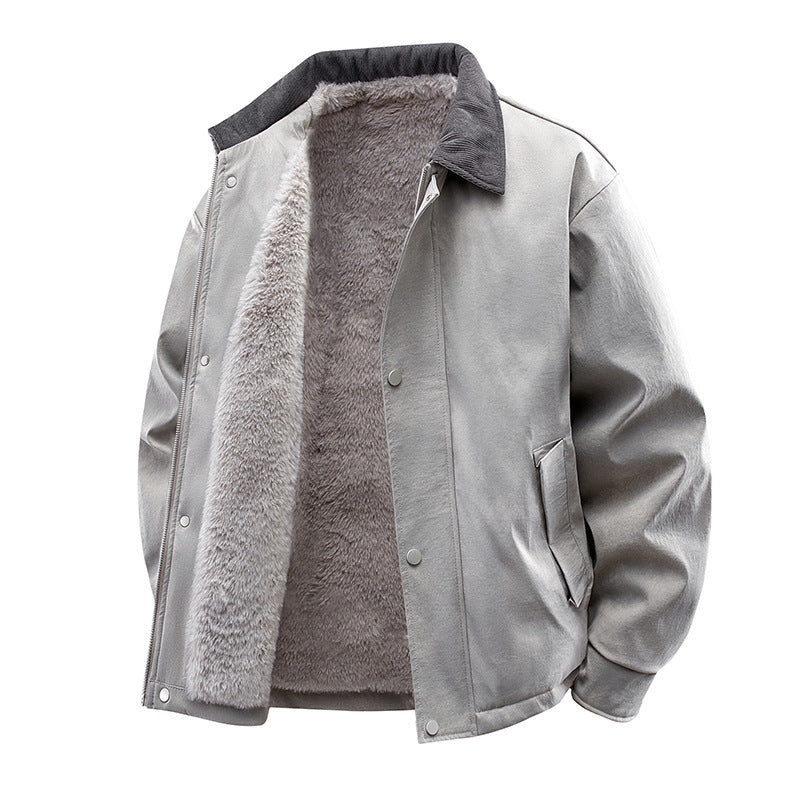 Herren Lässige Kunstlederjacke mit Teddyfutter Drune 1787738670