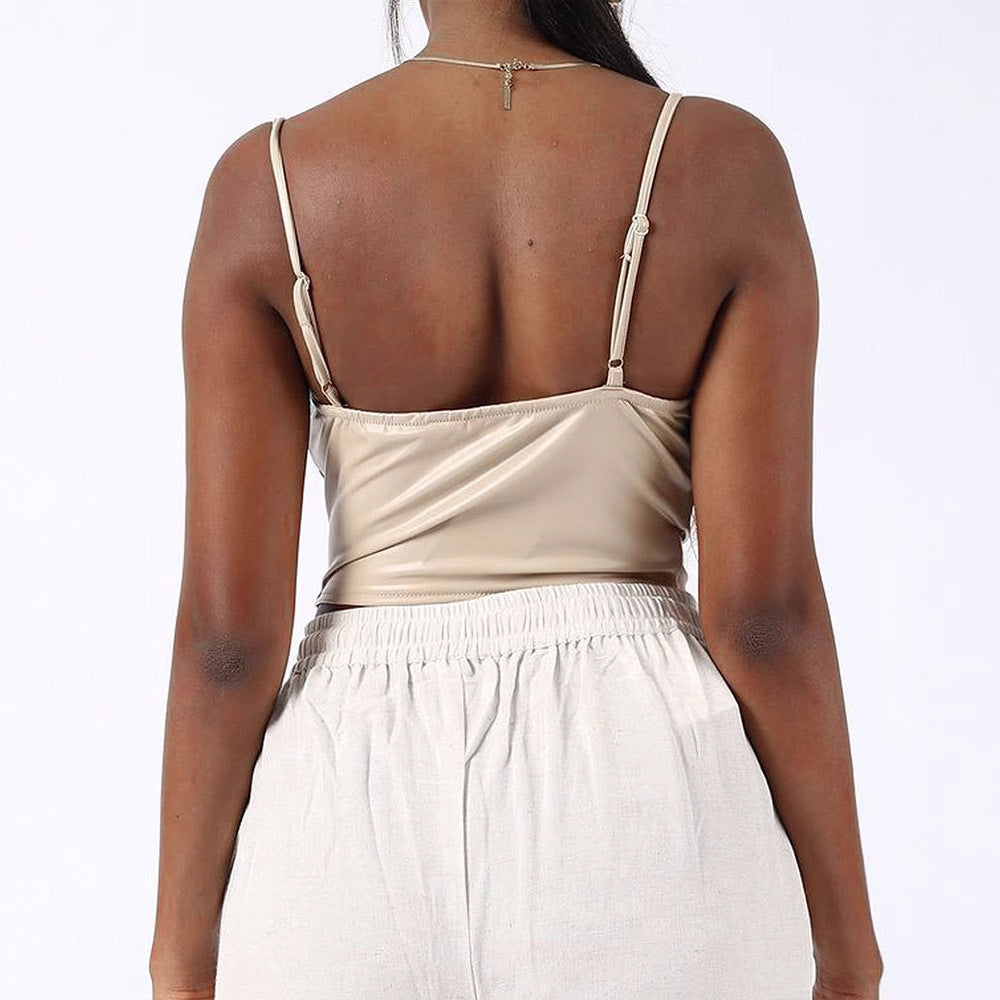 Damen Cropped Top mit elegantem V-Ausschnitt und figurbetonter Passform Drune