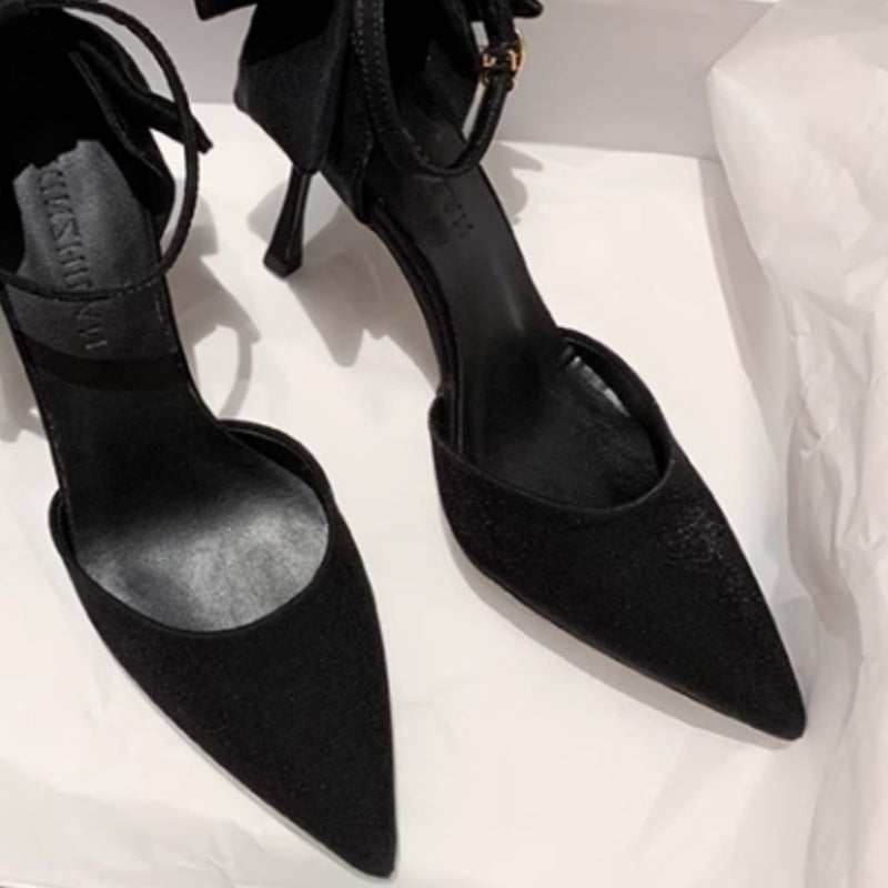 Damen elegante High Heels mit zartem Riemchen und Schleifenakzent Drune