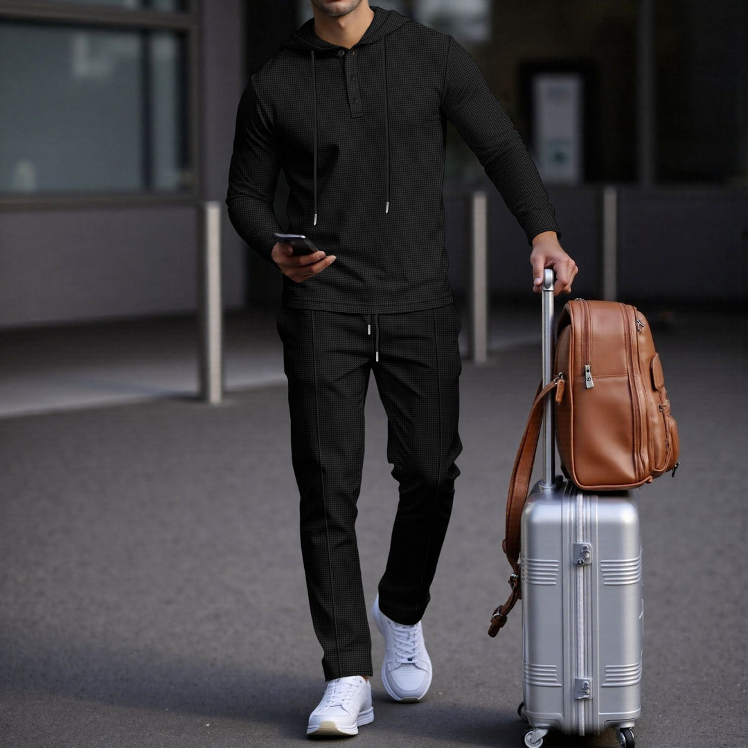 Herren sportives Hoodie und Jogginghose Set im strukturierten Design Drune