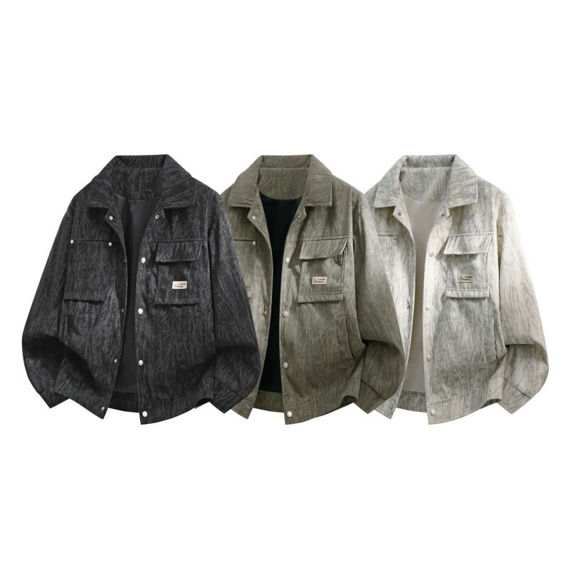 Herren Utility-Overshirt aus Vintage-Optik mit Druckknopfleiste, Pattentaschen & gebürsteter Struktur Drune