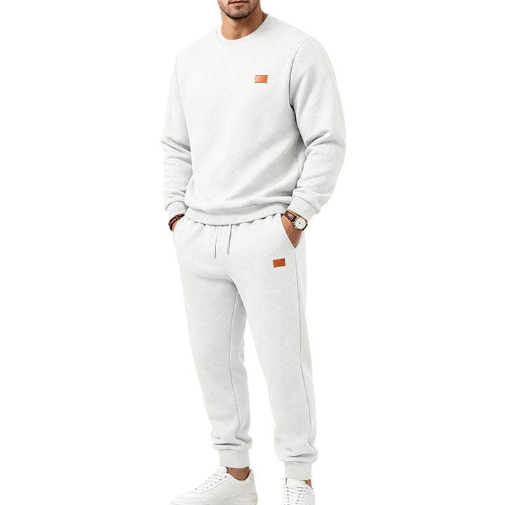 Herren Gemustertes Komfort-Sweatset mit Rundhals-Sweatshirt und Kordel-Jogginghose Drune