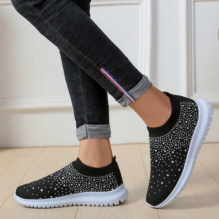 Damen Glitzernde Slip-On Sneaker mit atmungsaktivem Obermaterial und rutschfester Sohle Drune