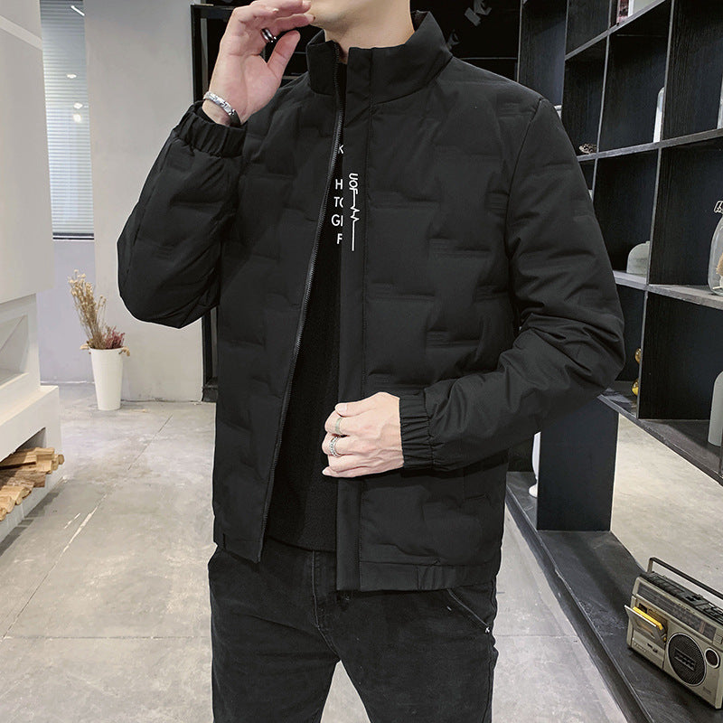 Herren Stehkragen-Steppjacke mit geometrischer Steppung und elastischen Bündchen Drune