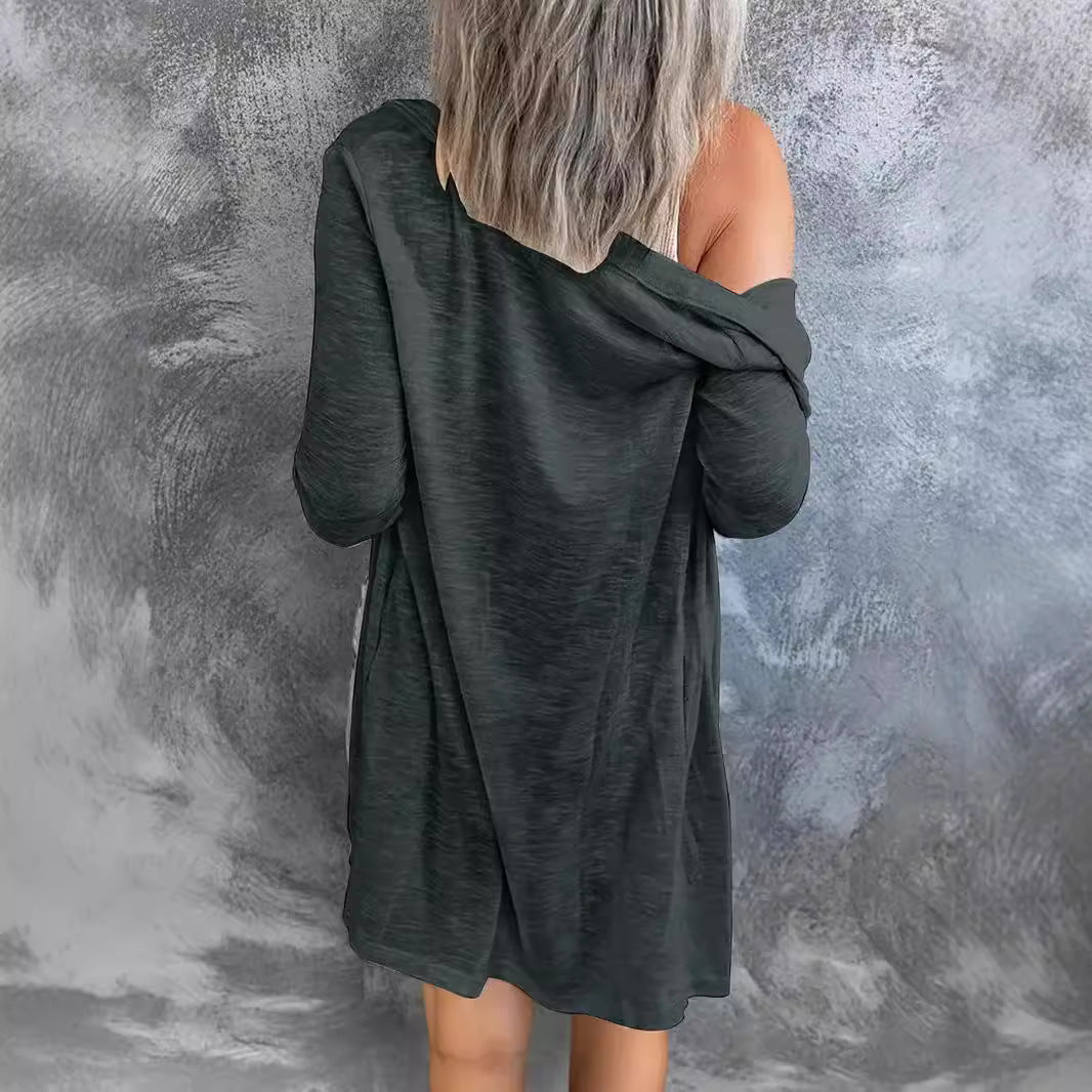 Damen Langer Strickcardigan mit Taschen Drune