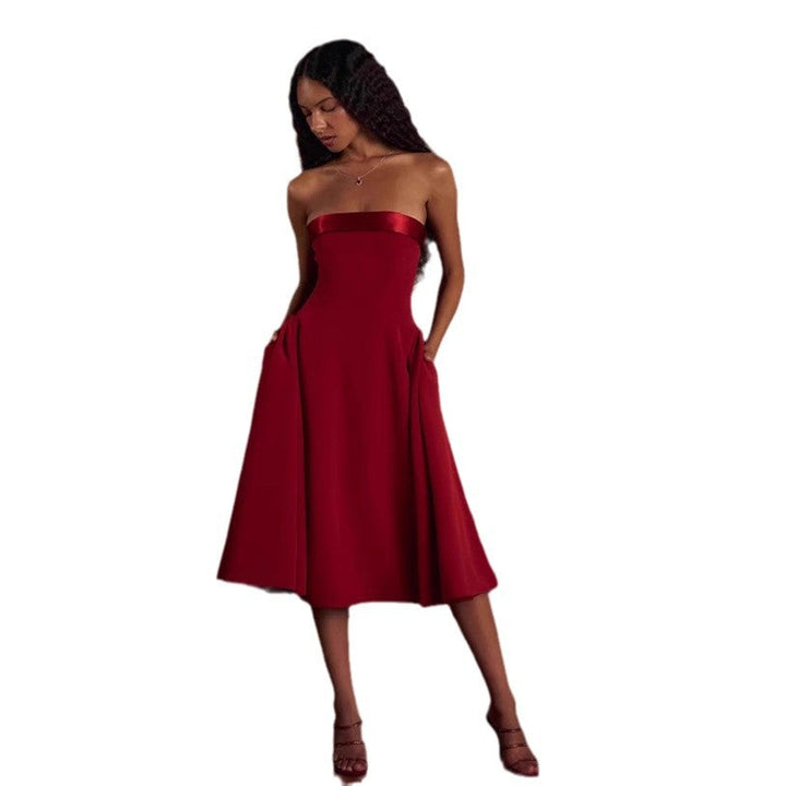 Damen Elegantes Midi-Ballkleid mit schwingendem Rock Drune
