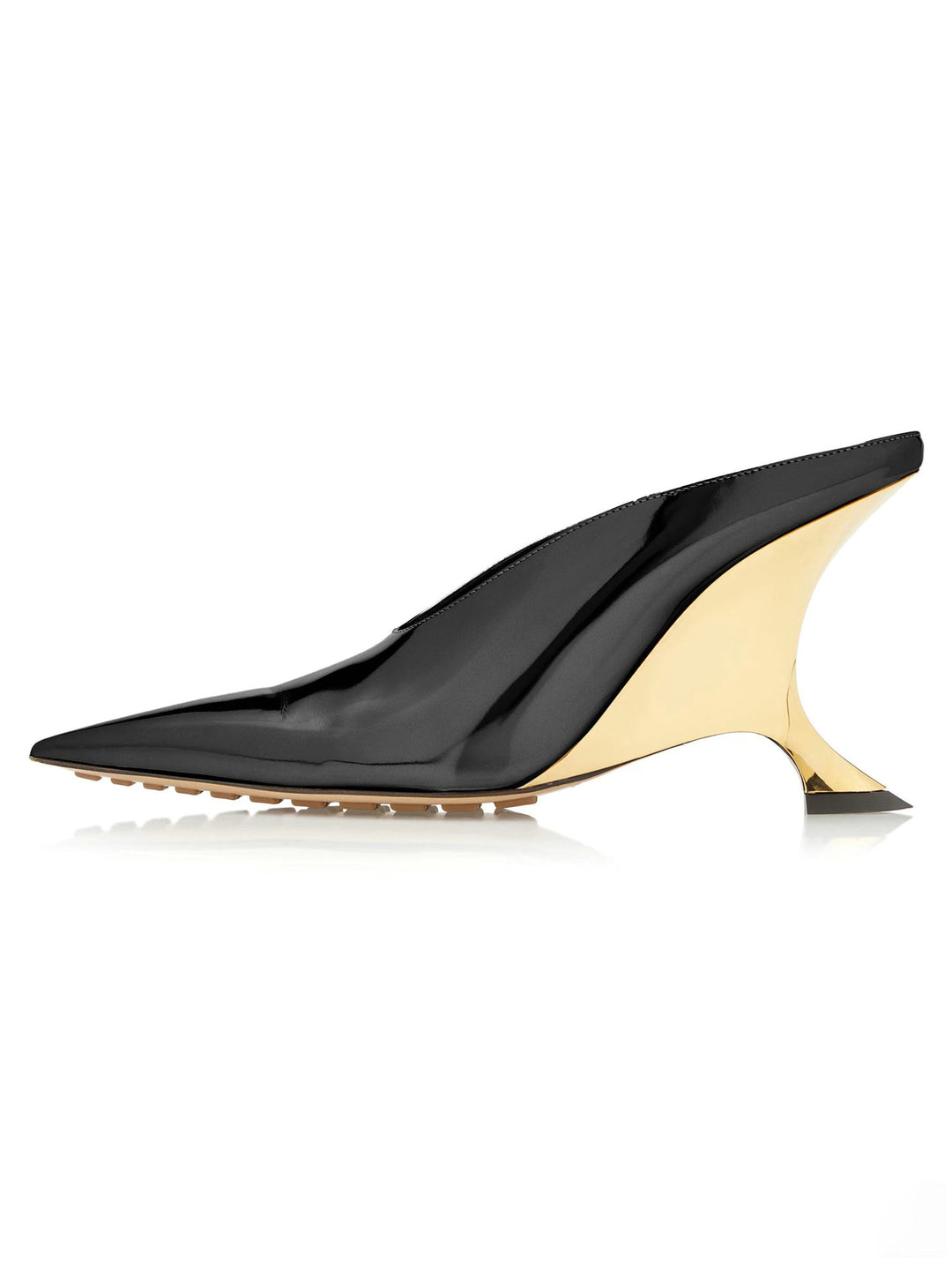 Damen Spitzzehen Metallic Wedge Mules mit skulpturiertem Absatz Drune