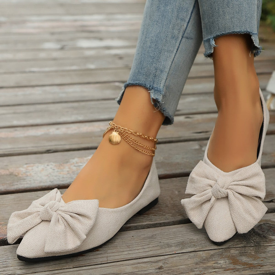 Damen Ballerinas mit eleganter Schleifenapplikation und spitzem Zehenbereich Drune
