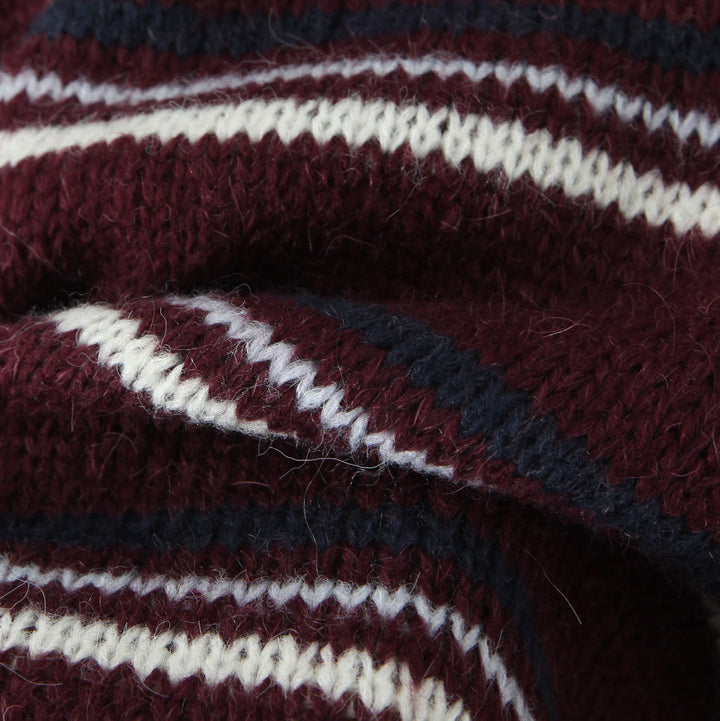 Damen Gestreifter Strickpullover mit Polokragen und oversize Ärmeln Drune