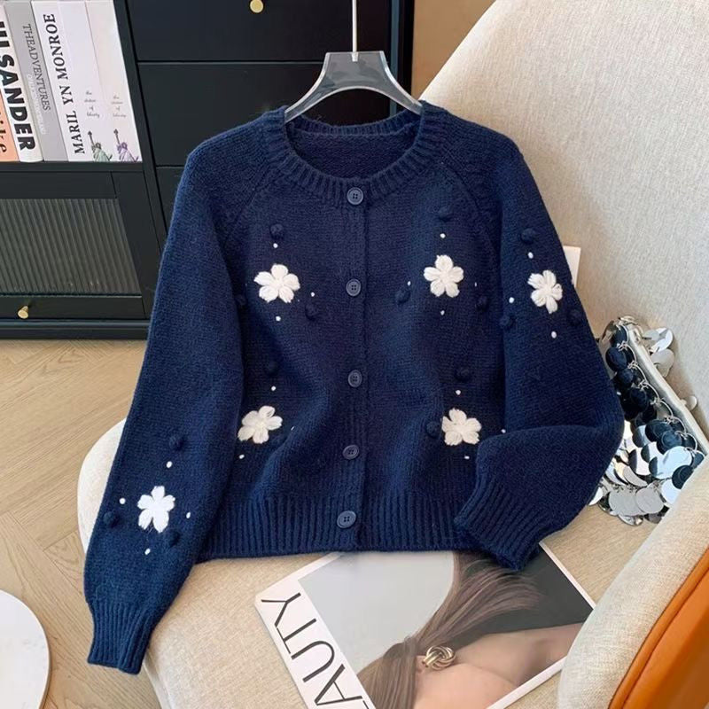 Damen Strickjacke mit floralem Design Drune