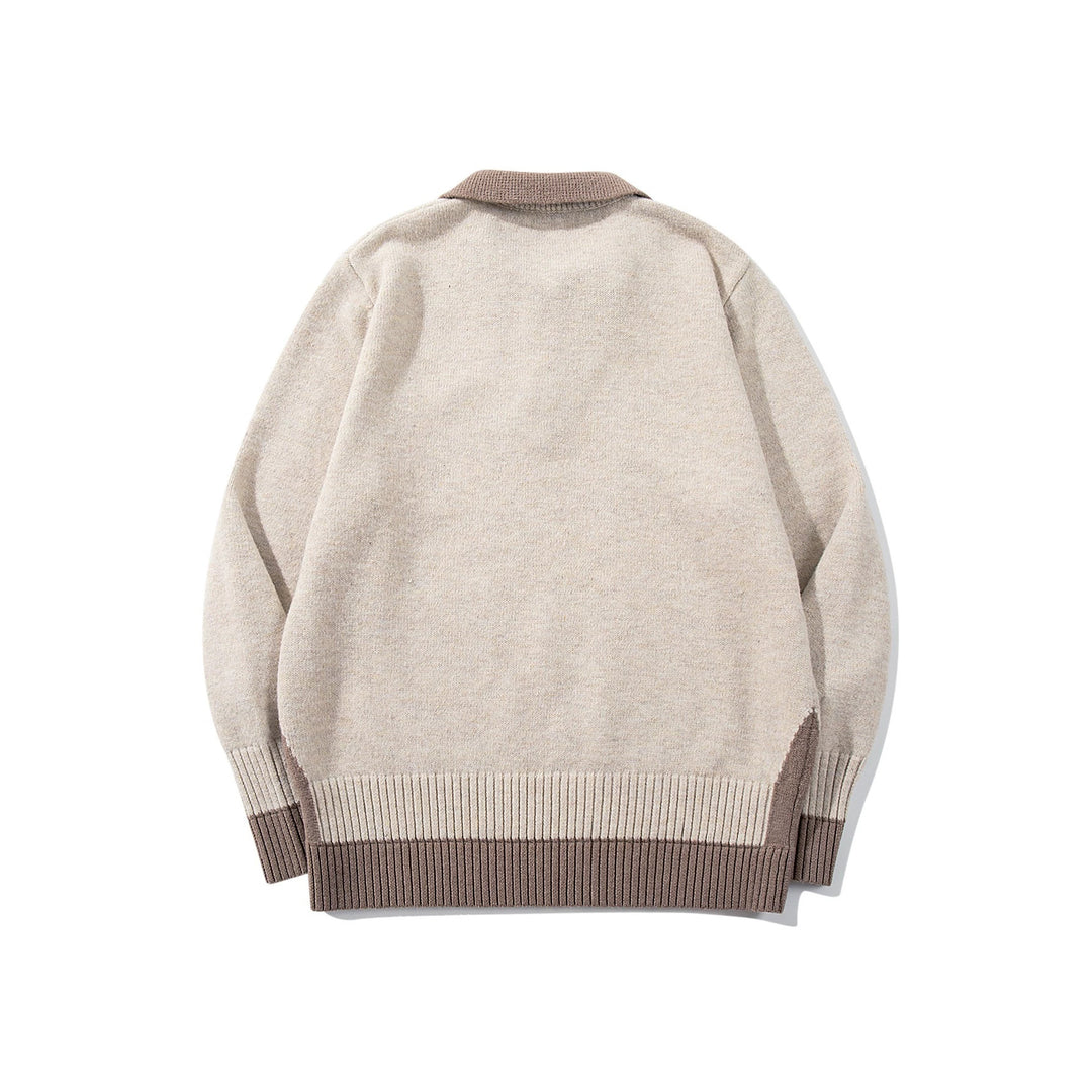 Herren Polokragen-Strickpullover mit Knopfleiste und kontrastierten Bündchen Drune