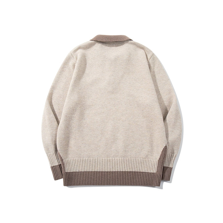 Herren Polokragen-Strickpullover mit Knopfleiste und kontrastierten Bündchen Drune