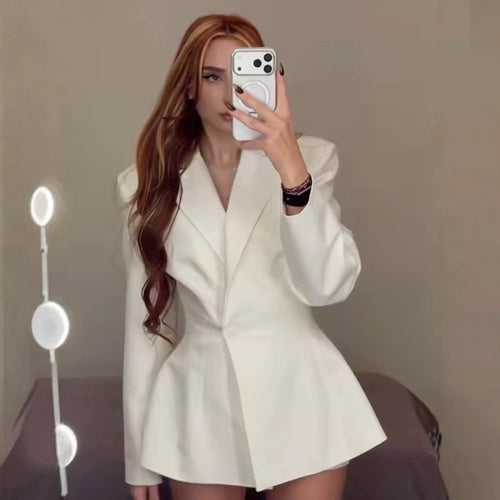 Damen tailliertes Blazer-Kleid mit skulpturaler Taille und ausgestelltem Saum Drune