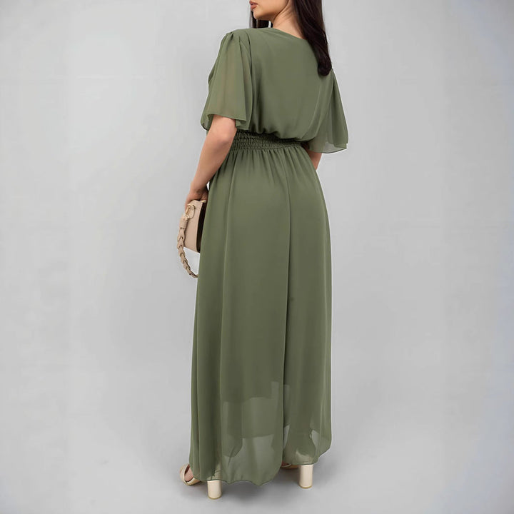 Damen Maxikleid mit fließendem Schnitt und V-Ausschnitt Drune