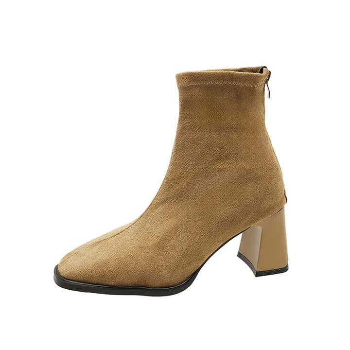 Damen Stiefeletten mit elegantem Blockabsatz und weichem Veloursleder Drune