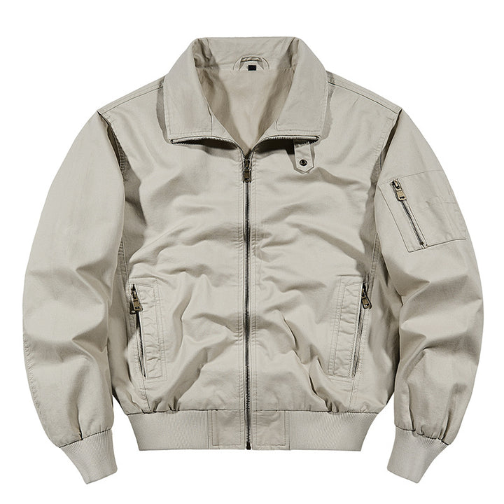Men's  rugged cotton-blend utility bomber with ribbed trim and zip sleeve pocket Drune