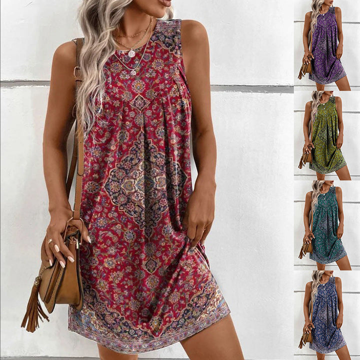 Damen Schmuckes Sommerkleid mit floralem Muster und weich fließendem Stoff Drune