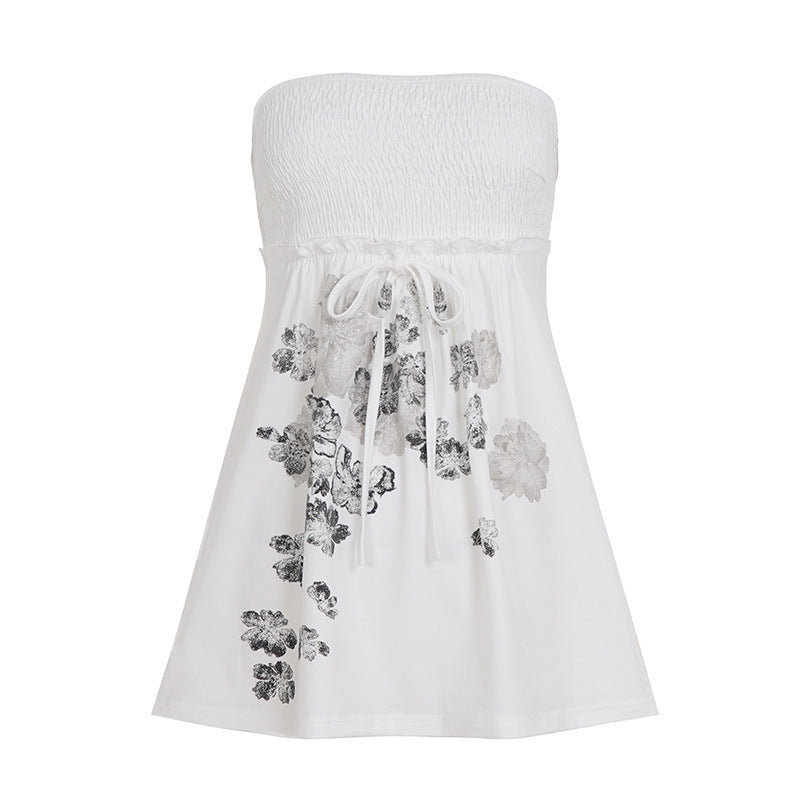 Damen Baumwollrock mit floralen Mustern und elastischem Bund Drune