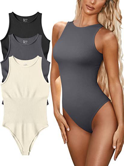 Damen nahtloser Badesuit mit sportlichem Schnitt und rippstrukturiertem Design Drune