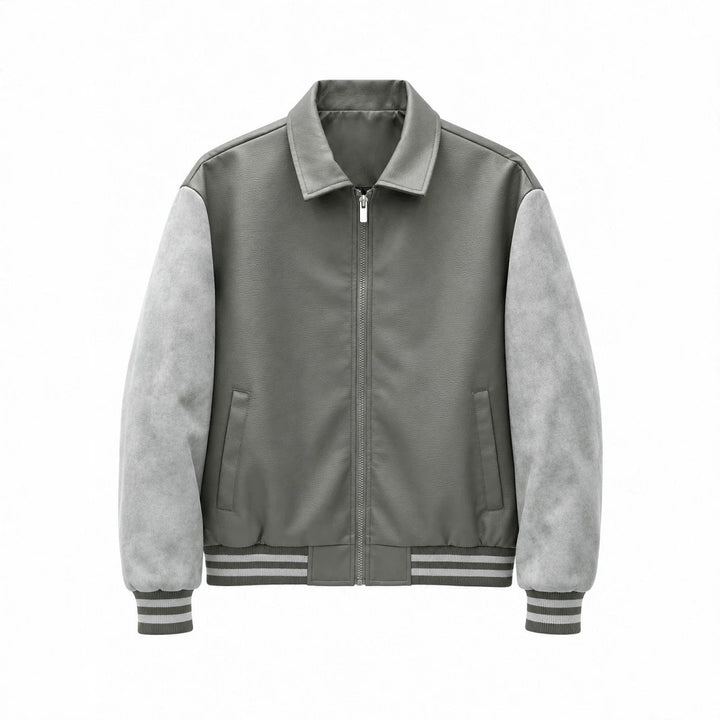 Herren Modische Kunstleder Bomberjacke Drune