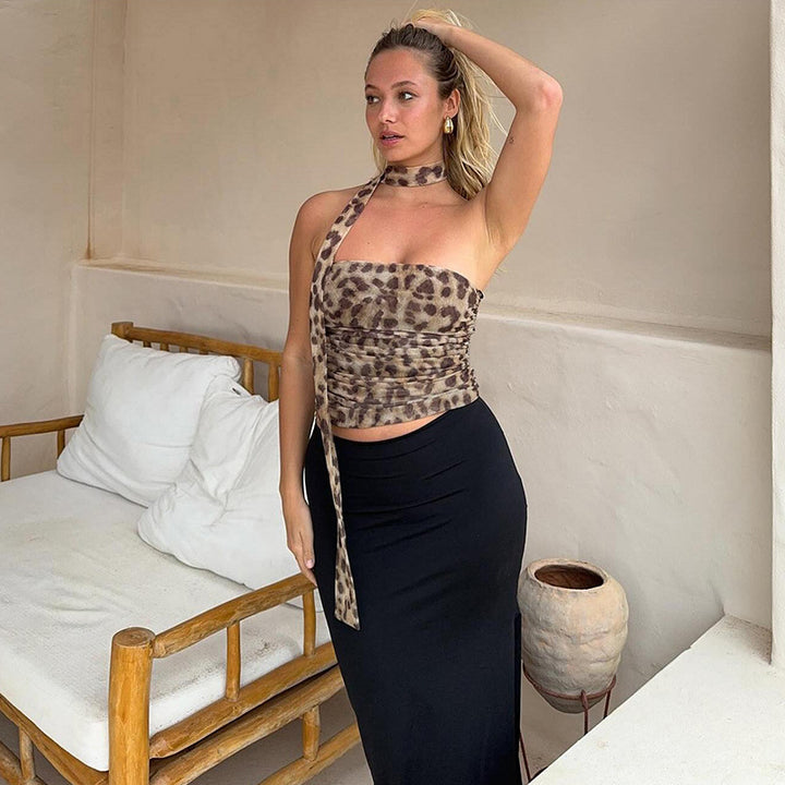 Damen Ausgefallenes Wickeltop mit asymmetrischem Design und dekorativen Rüschendetails Drune