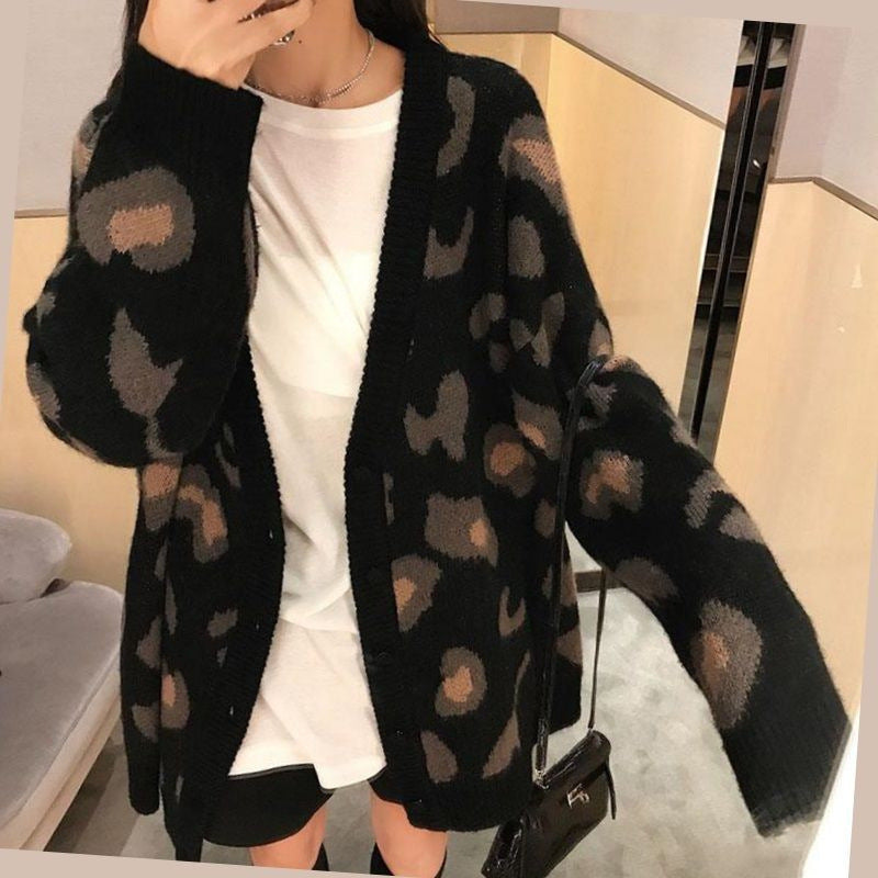 Damen Strickjacke im Leopardenmuster Drune