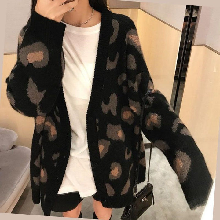Damen Strickjacke im Leopardenmuster Drune