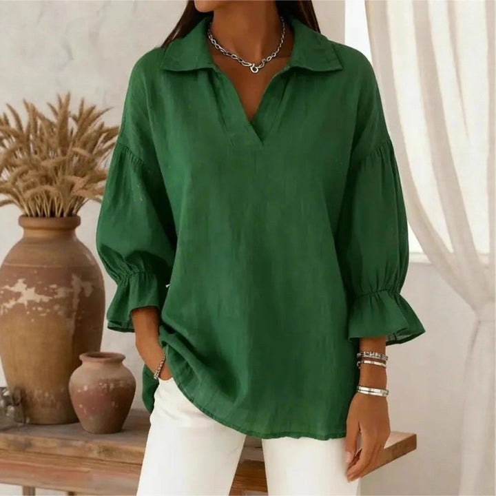 Damen Lässige und elegante Bluse mit weiten Ärmeln Drune