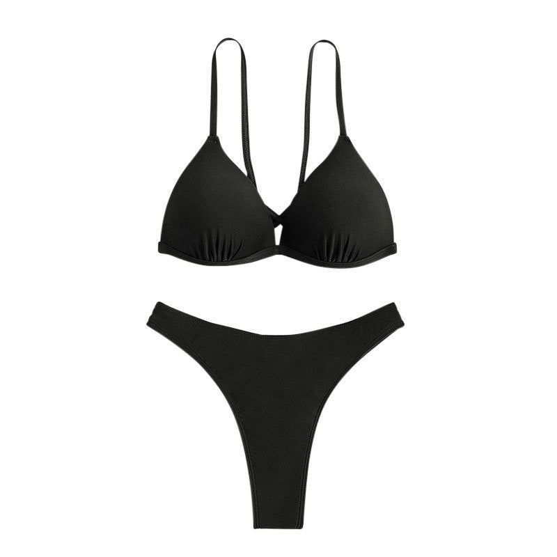 Damen Triangel-Bikini mit hohem Beinausschnitt und verstellbaren Trägern Drune