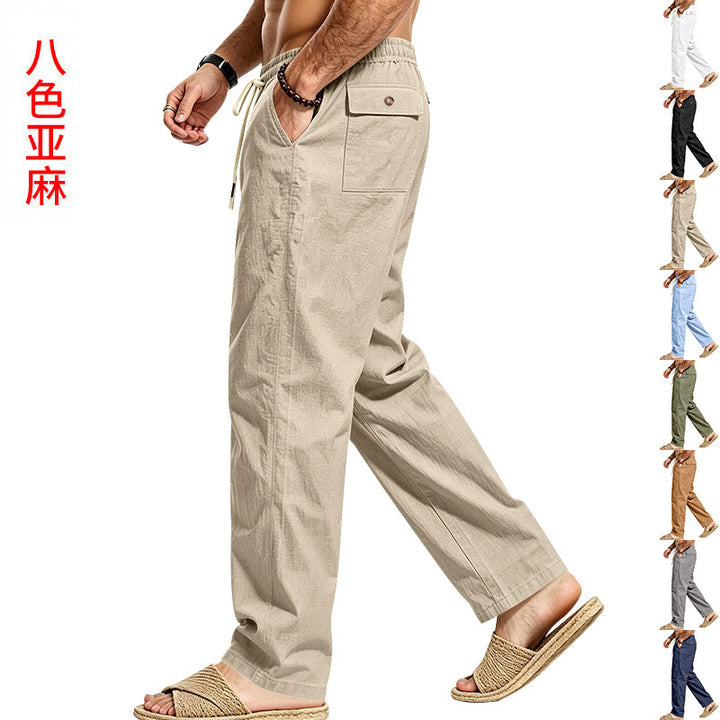 Herren Leichte Relax-Hose mit elastischem Bund, Kordelzug und aufgesetzter Cargotasche Drune