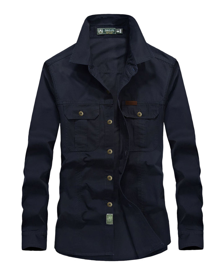 Herren leichtes Canvas-Fieldhemdjacke mit Brustpattentaschen und verstärkten Nähten Drune