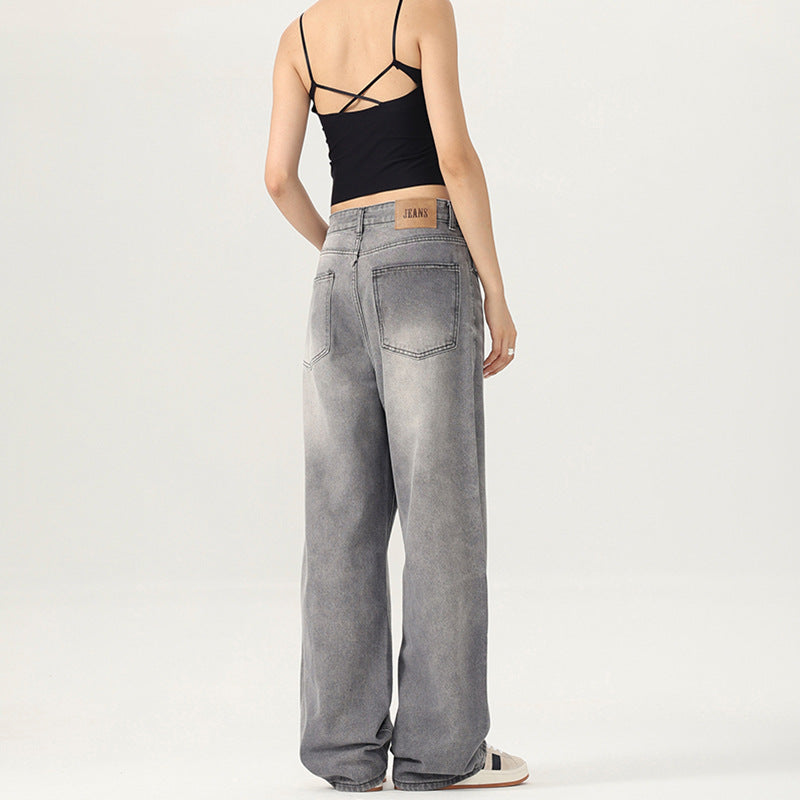 Damen Bodenlange Oversize-Denimhose im Baggy‑Palazzo‑Cut mit soften Stonewash-Details Drune