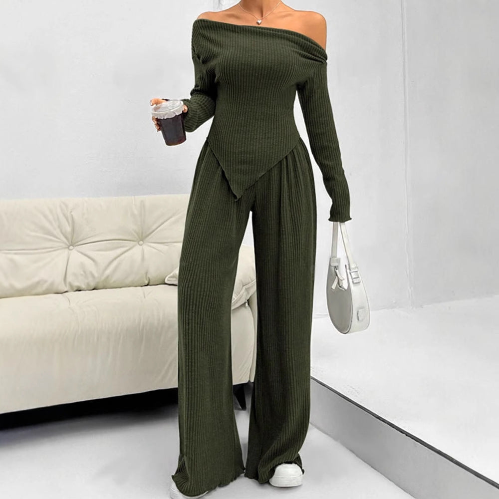 Damen figurbetontes Jumpsuit mit asymmetrischem Ausschnitt und langen Ärmeln Drune