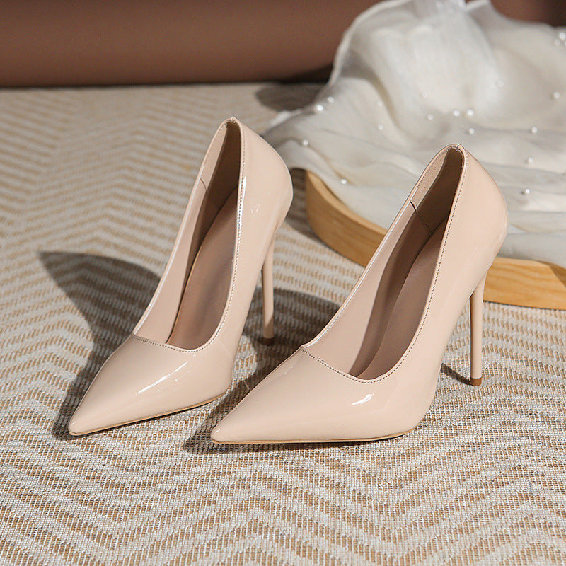 Damen Elegante spitz zulaufende Lackpumps mit extra hohem Stilettoabsatz Drune