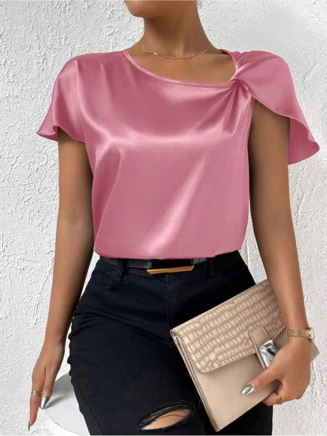 Drune | Satin Twist einfarbiger lockerer vielseitiger Top