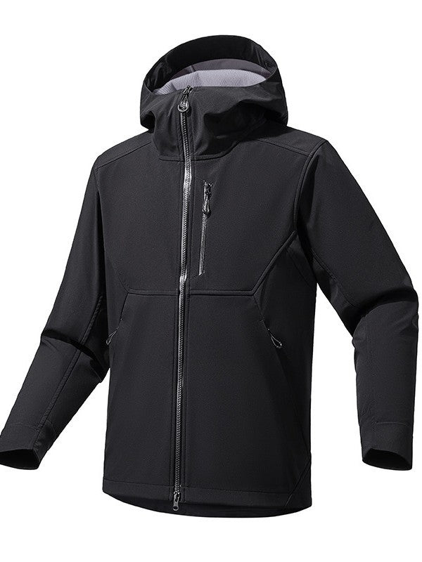 Herren Softshell‑Kapuzensweatjacke mit Stretch‑Windschutz, ergonomischem Schnitt und Brustreißverschluss Drune