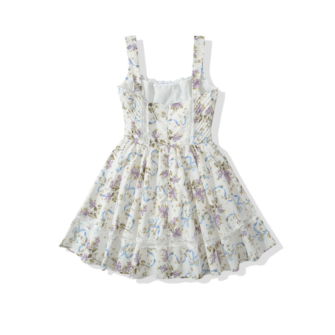 Damen Blumen Sommerkleid mit feinen Rüschendetails Drune