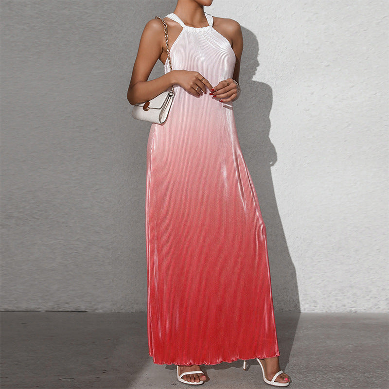 Drune | Gradient Spaghetti-Träger A-Linie Lange Kleid