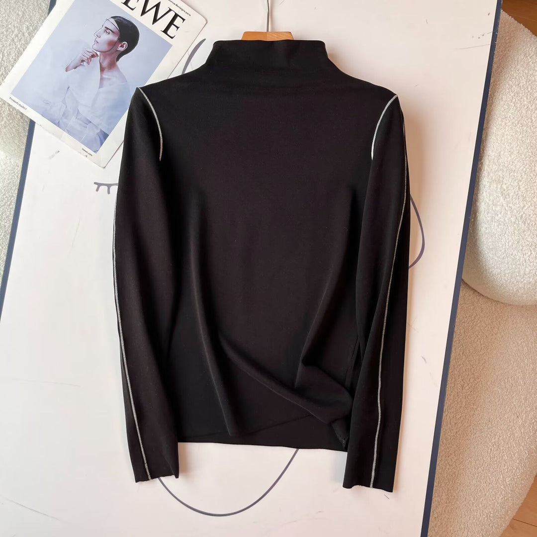 Damen sportliches Langarmpoloshirt mit eleganter Kragenlösung Drune