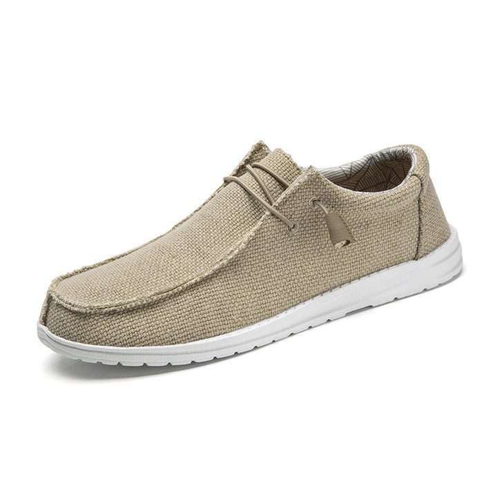Herren Legerer Canvas-Mokassin-Slipper mit geflochtener Schnürung und gefleckter EVA-Sohle Drune