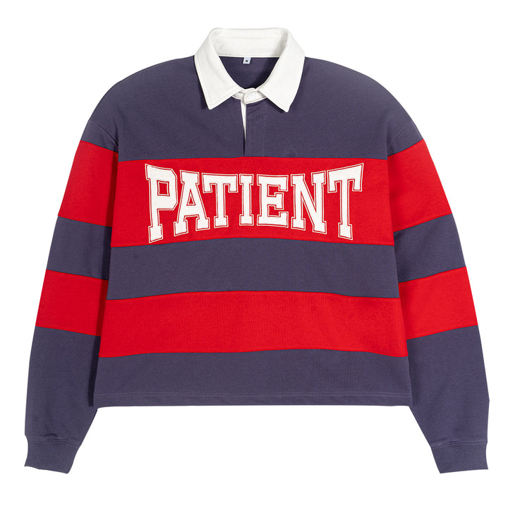 Herren Gestreiftes Rugby-Polo Sweatshirt mit Kontrastkragen und Oversize-Passform Drune