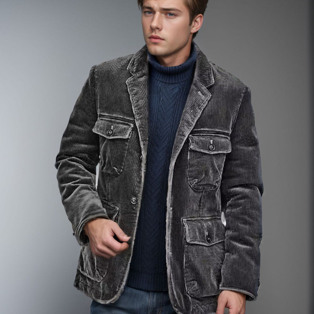 Damen lässige Cordjacke mit aufgesetzten Taschen Drune