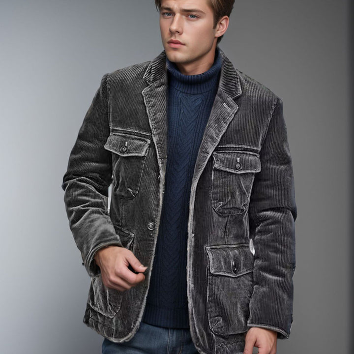 Damen lässige Cordjacke mit aufgesetzten Taschen Drune