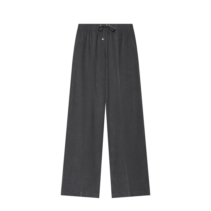 Damen Weite Cordhose mit hohem Elastikbund Tunnelzug und geradem Bein Drune