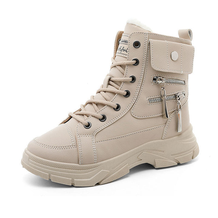 Damen High-Top Winterstiefel mit modischem Reißverschluss und dämpfender Sohle Drune